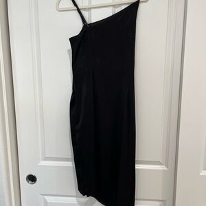 Aidan Mattox Black One-Shoulder Sheath Dress
